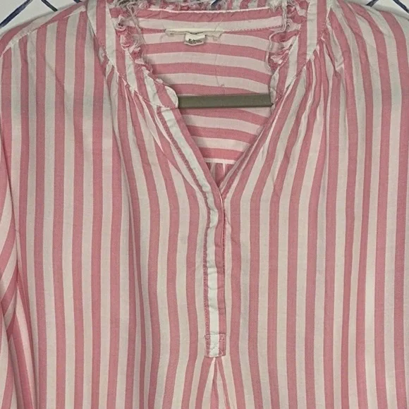 Beach Lunch Lounge Pink Stripe Popover Blouse Size Xl - Picture 3 of 5